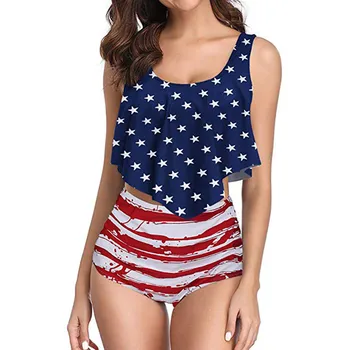 

Swimwear Women Bikini Mujer High Waist Swimsuits Ruffles Bikinis Swimming Suit For Womens Push Up Bathing Suits Biquini 6.4A