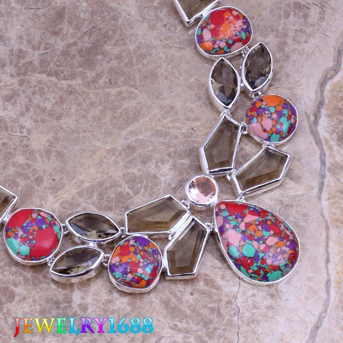 Разноцветное ожерелье с серебряным покрытием морганита L626|multicolor necklace|necklace