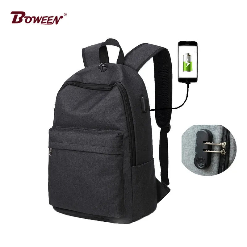 

Anti theft backpack usb charging men school bag for teenagers boys Preppy canvas backpacks male casual Schoolbag bagpack black