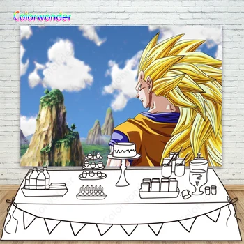

Custom Photo Backdrop Dragonball Blue Sky White Clounds Photo Background Dragon Ball Super Saiyan Vegeta Photography Backdrop