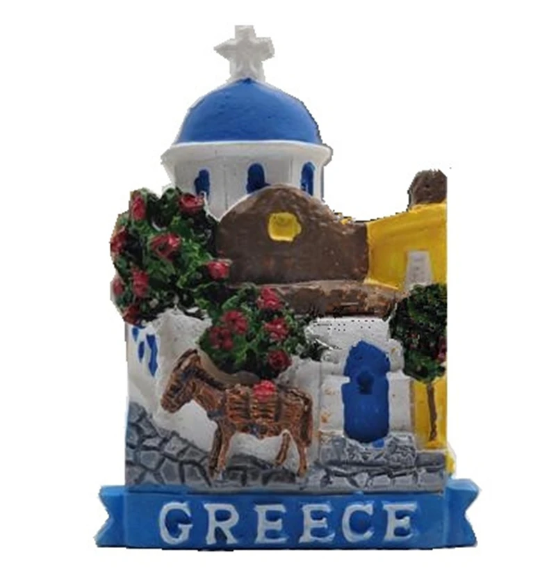 Handmade Painted Greece Featured Scenery Donkey 3D Fridge World