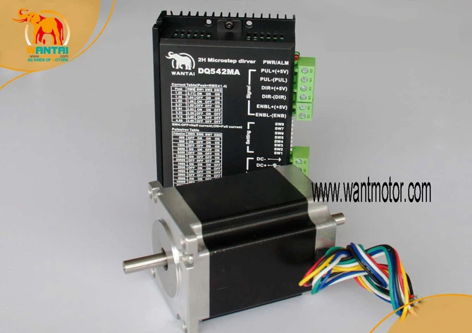ЧПУ 1-осевой шаговый двигатель Nema23 57BYGH218 0.9N.m 2A SingleShaft 130oz-in 51 мм + Драйвер DQ542MA