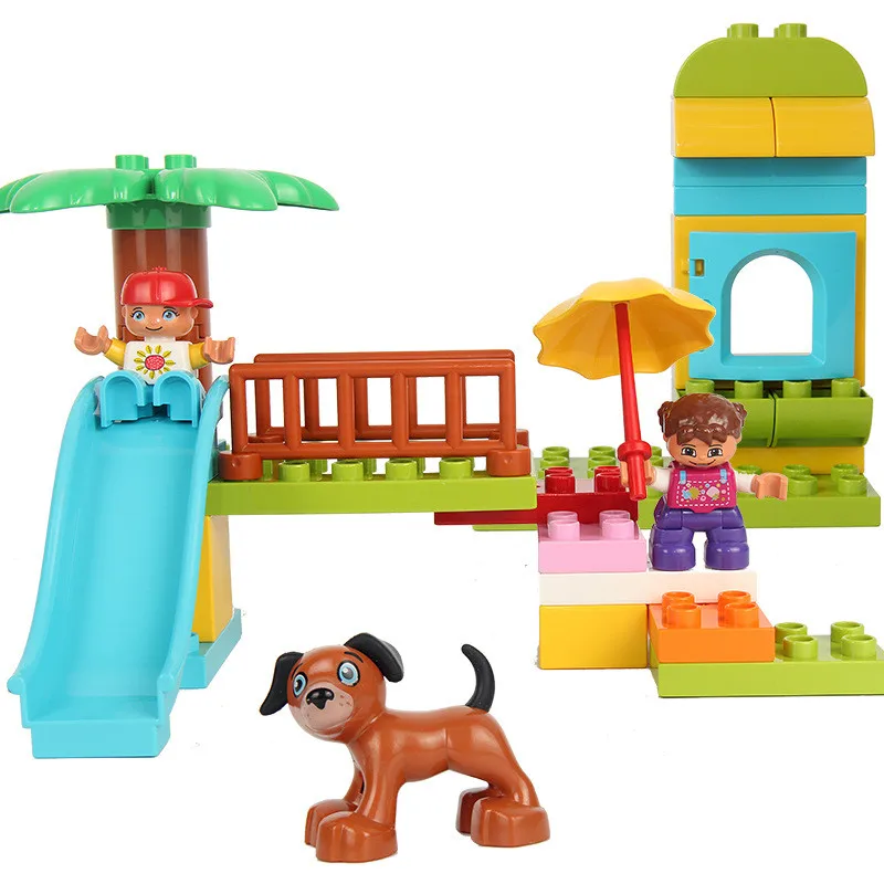 

50pcs Big Size Diy Happy Childhood Animal Hobbies Blocks Set Compatible With Legoingly Bricks Duplo Toys For Children Brinquedos