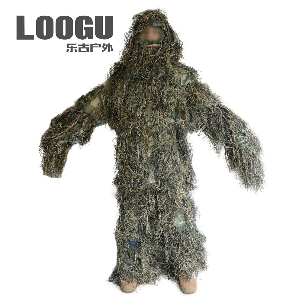 Камуфляж Ghillie костюм Снайпер лесной охотничий наряд 3D Маскировка Униформа камуфляж CS Костюмы Набор джунгли Военная охотничья ткань