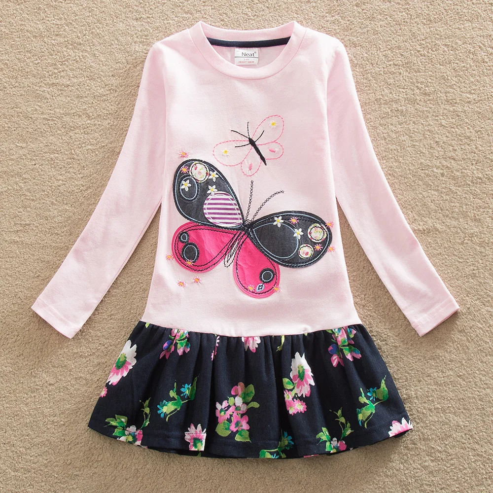 Girls Autumn Dress Children Clothes Butterfly Kids Long Sleeve Dresses