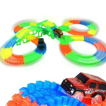 

So Amazing Bend Flexible Curve Slot DIY Track Toy Set with glows in the Dark Track LED light Racing Car Toys for children kids