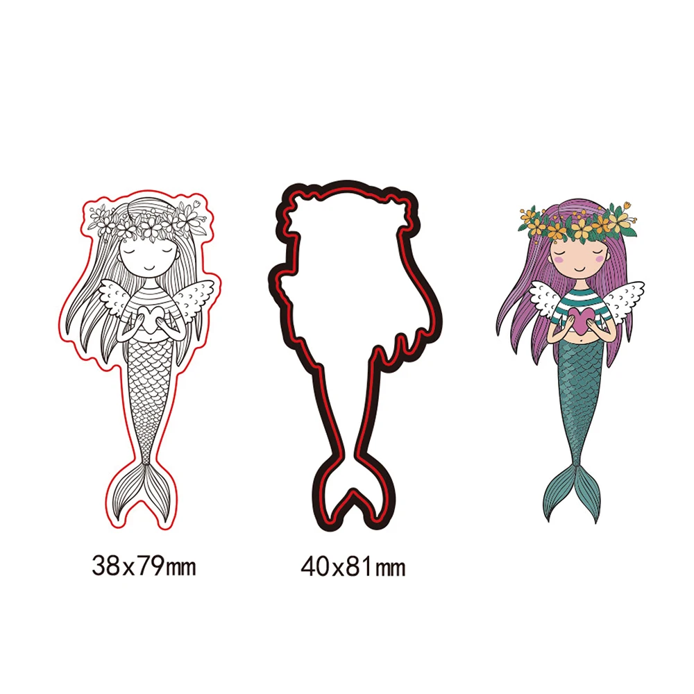 

Mermaid Girl Metal Cutting Dies and stamps for DIY Scrapbooking Card Stencil Paper Card Album Decoration Paper Cards Decoration