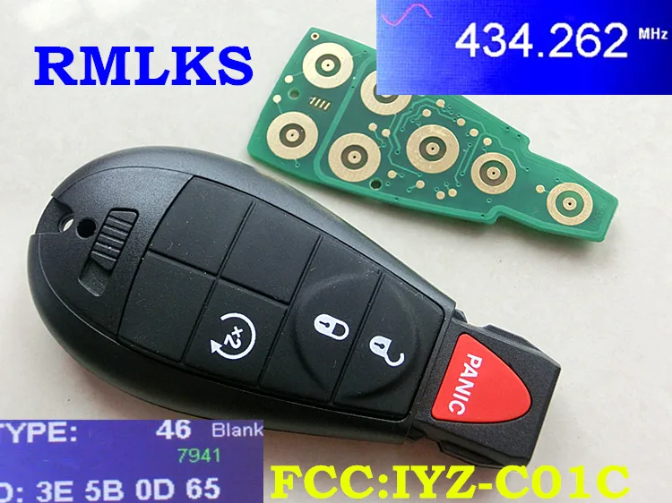 Дистанционный умный ключ 434 МГц PCF7941 чип подходит для Chrysler 300 город и вездеходная машина ключ дистанционного управления M3N5WY783X/IYZ-C01C