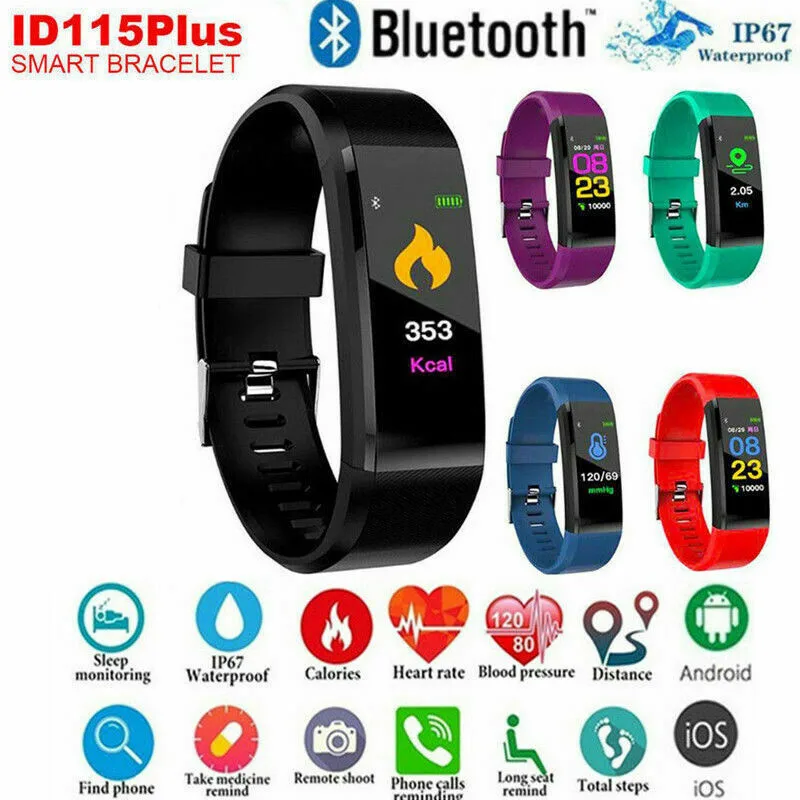 Braccialetto Intelligente Bluetooth Di Sport Wristband Heart Rate Monitor Guarda Attività Inseguitore Di Fitness 115 Più Smartband Pk Mi Fascia 2