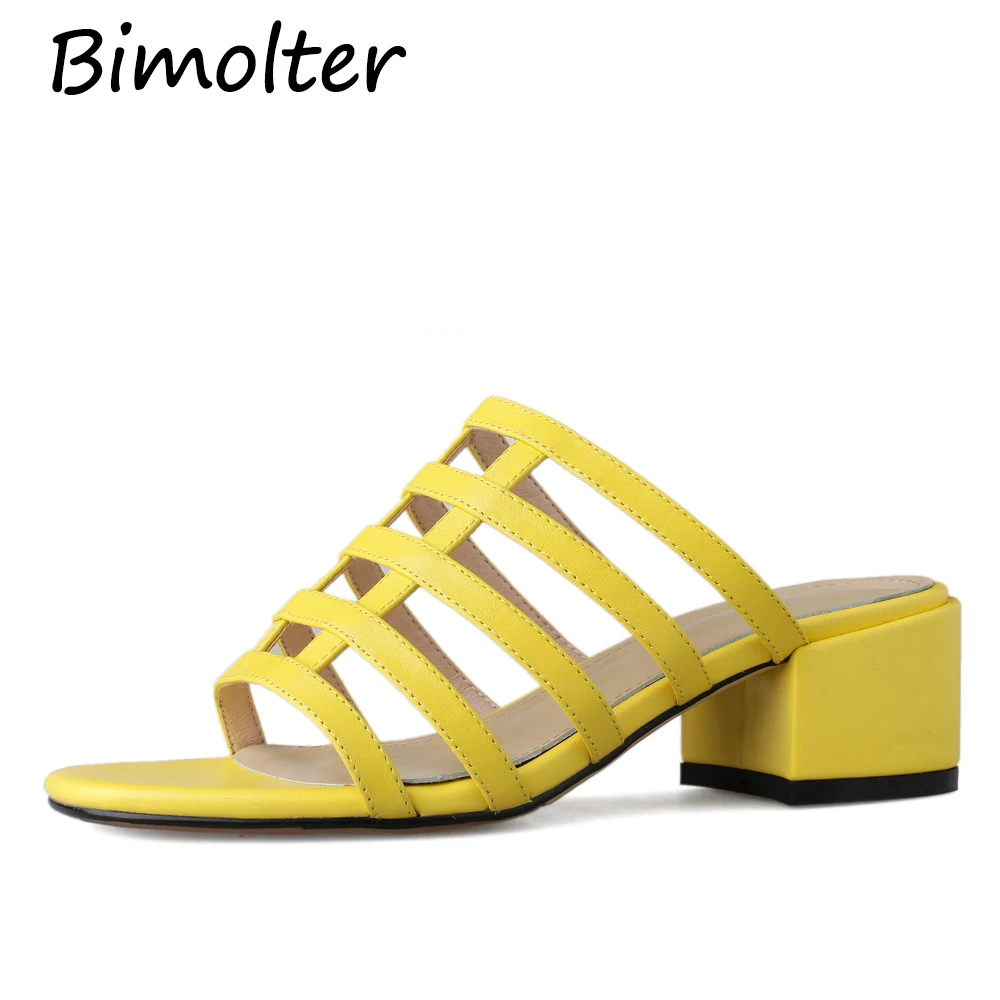 

Bimolter Stripe Slip On Sandals FLat Shoes Women Handmade Vintage Women Shoes Genuine Leather Female Sandals For Lay Beach NB113
