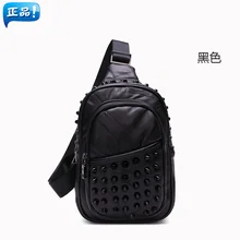 Vintage sheepskin genuine leather chest pack women’s full sheepskin mobile phone waist pack coin purse messenger bag