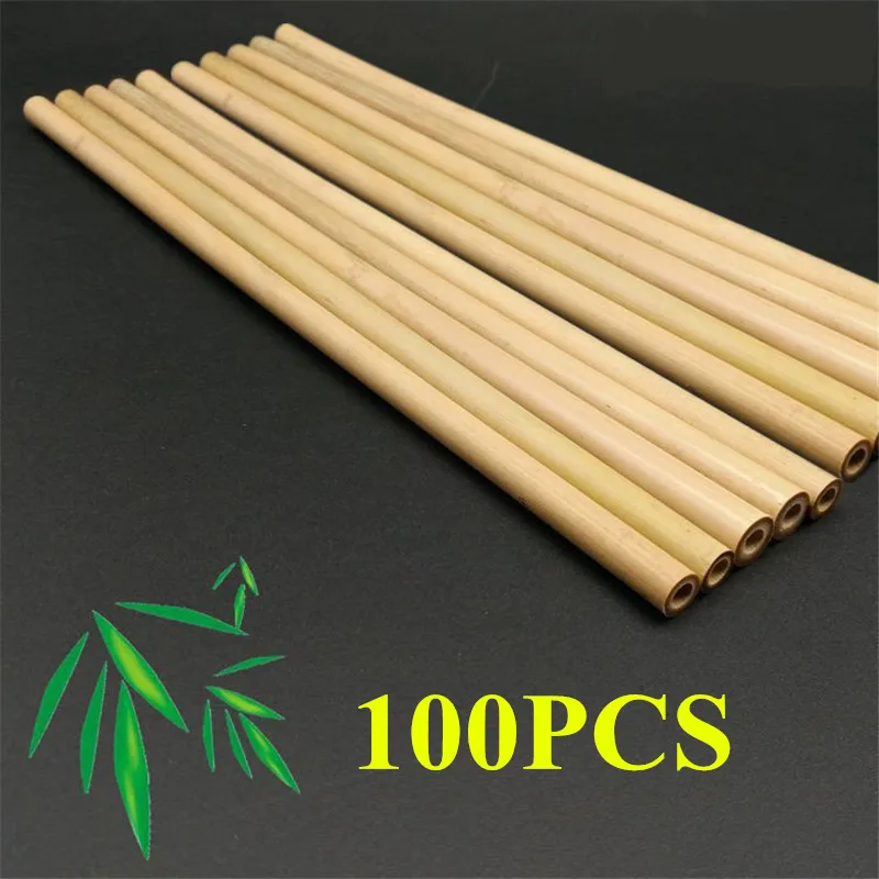100 шт./лот бамбуковая солома натуральная Органическая многоразовая бамбуковая Питьевая соломка очиститель 19,5 см 23 см бамбуковый набор соломинок для оптовой продажи