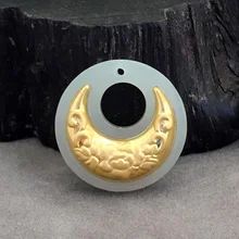 Yu xin yuan fine jewelry Hetian 24k gold jade inlay Peace buckle necklace fashion pendant