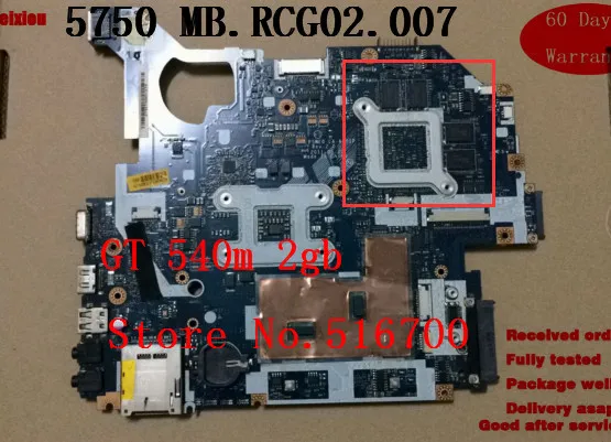 Mb. rcg02.007 материнская плата для acer Aspire 5750 5750g 5750zg 5755g MB. RCG02.007 LA-6901P с GT 540m 2gb полностью протестирована