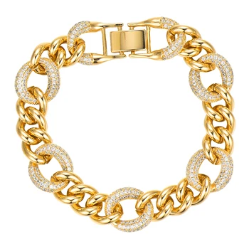 

missvikki 4 Colors Handmade Luxury Thick Chain Unique Design Bracelet Full Shiny Cubic Zirconia Women Anniversary Party Bijoux