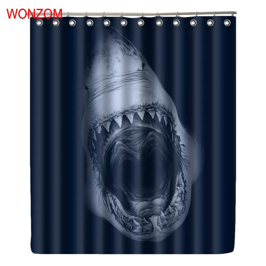 

WONZOM Shark Shower Curtains For Bathroom Decor Modern Bath Waterproof Curtain with 12 Hooks 2017 New Bathroom Accessories