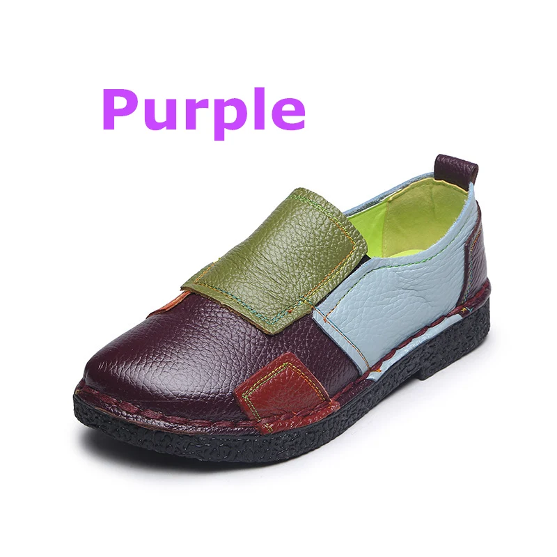 DONGNANFENG/женские мокасины на плоской подошве из натуральной свиной кожи без шнуровки в этническом стиле, Размеры 35-41, OL-2099 - Цвет: purple