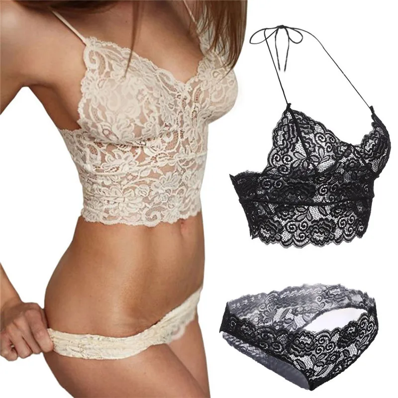 CDJLFH 2019 Women Sexy Lace Bra Set Transparent Across Bra High Waist G-string Underwear Women Lingerie Suit 6 Styles 4 Colors
