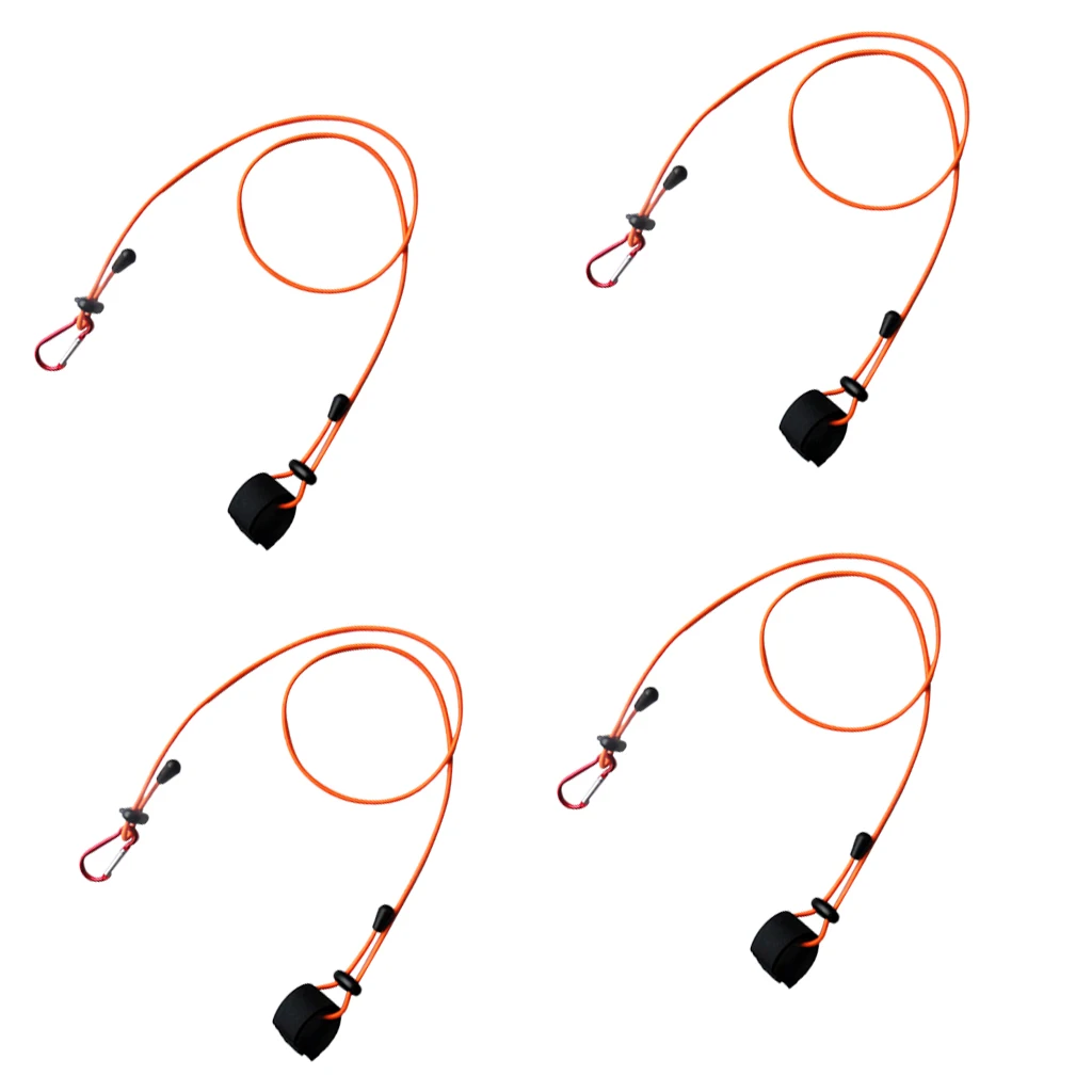 4 Pieces Universal Adjustable Kayak Canoe Paddle Leash Safety Fishing Rod Leash Rowing Boats Coiled Lanyard Cord Tie Rope