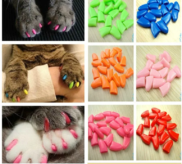 20Pcs/Lot Colorful Soft Pet Dog Cats Kitten Paw Claws Control Nail Caps