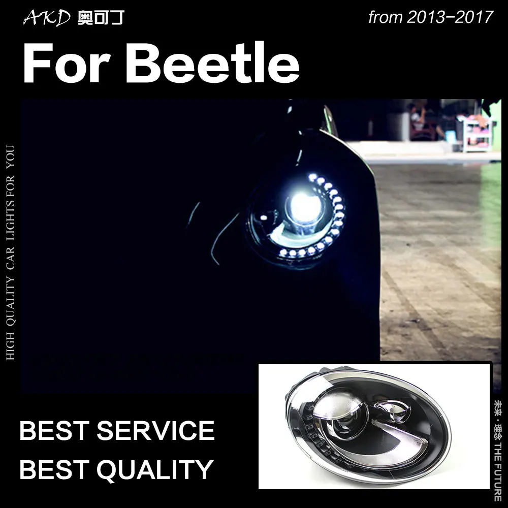 AKD автомобильный Стайлинг для VW Beetle фары 2013- Beetle светодиодный фары DRL HID фара ангел глаз биксеноновые фары аксессуары