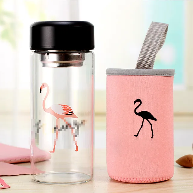 Buy 380ML Cute Animal Water Bottle Leak Proof Glass