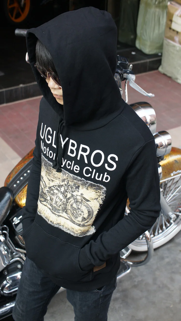 

New arrival! UGLYBROS retro fashion casual motorcycle sweater black outdoor sportswear 100% cotton sweater moto GP clothing
