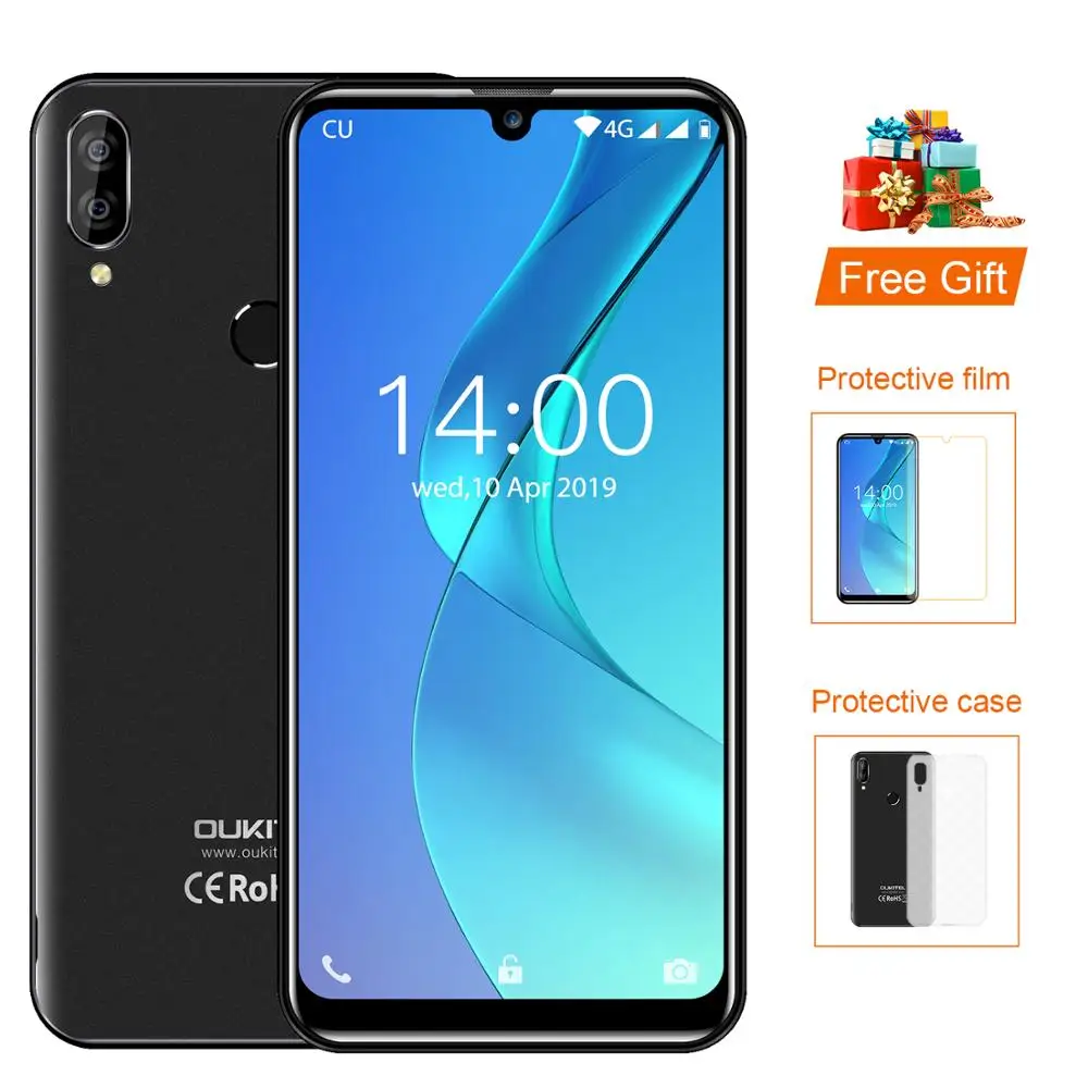 OUKITEL C16 Pro 5.71 inch 19:9 Smartphone Android 9.0 Quad Core 3GB 32GB Mobile Phone MTK6761P Cellphone 2600mAh 8MP+2MP Face ID