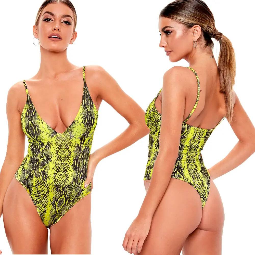 

IMCUTE Sexy Bathing Suit Plus Size Monokini Red Snake Skin Swimsuit 2019 New Swimwear Women One Piece