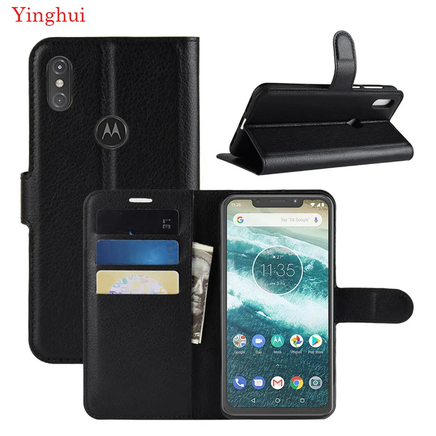 Кожаный чехол-книжка для Motorola Moto One Power / P30 Note высококачественный кошелек кожаный