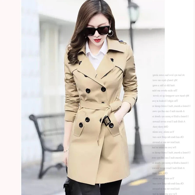 Tranchée Avec Réglable Dames Nouveau Femme Classique Manteau De Breasted Automne Ceinture 2018 Survêtement Affaires Ka Mode Qing Double zang Élégantes Qi N74 x06vnBwvaq