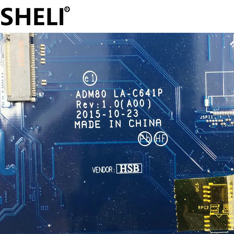 SHELI для DELL motherboardl широта E5570 LA-C641P CN-0MJJCK 0MJJCK Материнская плата ноутбука с I3-6100U протестирована