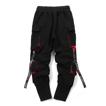 

Men Work Combat Cargo Pants with Pockets Buckle Straps Techwear Trousers FS99