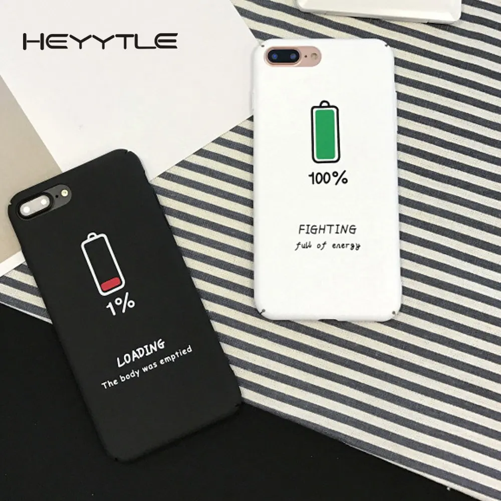 

Heyytle Battery Electricity Phone Cover For Apple iPhone 8 7 6S 6 Plus Case Cute Patterned Coque Back Hard PC Cover Case