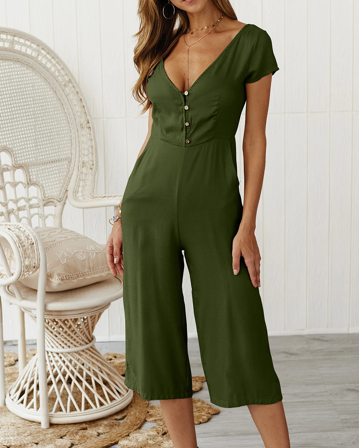Women's Jumpsuit Summer Short Sleeve Ladies Jumpsuits Womens Rompers Jumpsuit Loose Rompers Trousers Women's Jumpsuit Summer Short Sleeve Ladies Jumpsuits Womens Rompers Jumpsuit Loose Rompers Trousers