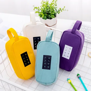 

New Korean version of student pencil box with simple words and large capacity pencil bag and canvas