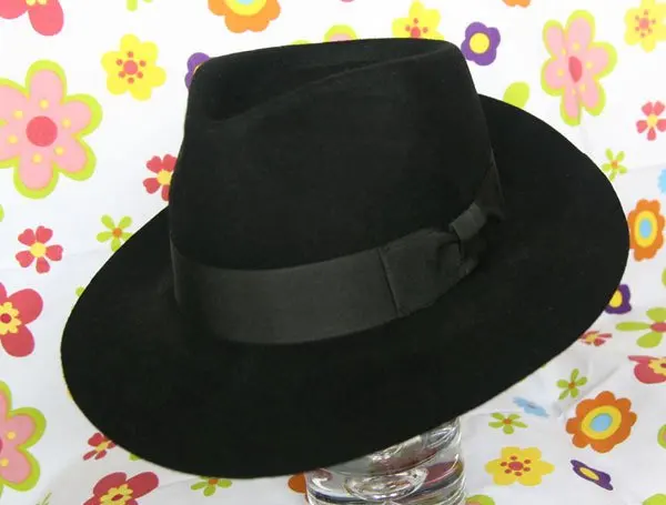 Child MICHAEL JACKSON Black Fedora Wool 