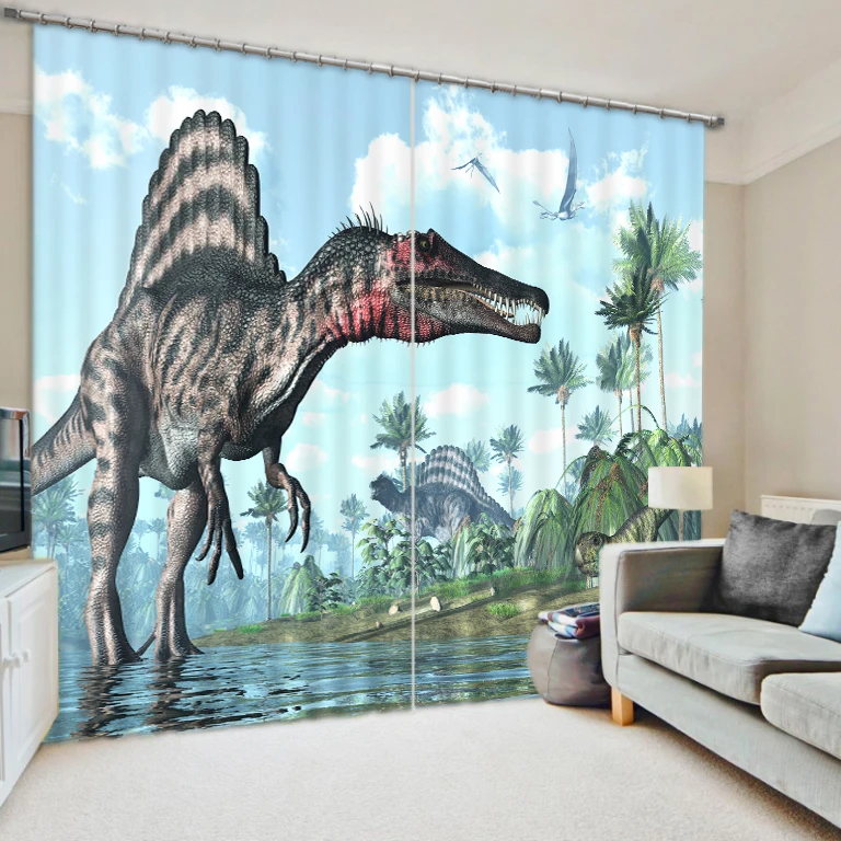 

Jurassic Park dinosaur animal photo print blackout curtain fabric 3D