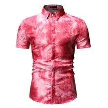 2019 Men Shirts Summer New Ink Dyed Printing Beach Hawaiian Shirt Men Fashion Casual Short Sleeve Hawaii Shirt Chemise Homme 3XL bob dong men s vintage wdf floral printed summer hawaii shirt short sleeve retro pattern beach casual hawaiian shirts for luau