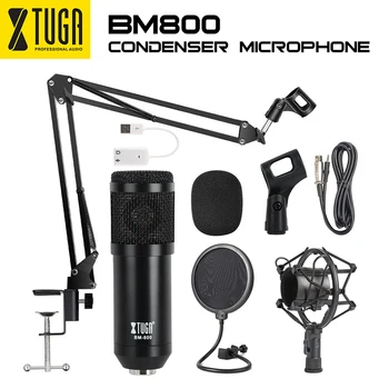 

XTUGA BM800 Professional Broadcasting Studio Recording Condenser Microphone Mic Kit with Sound Card