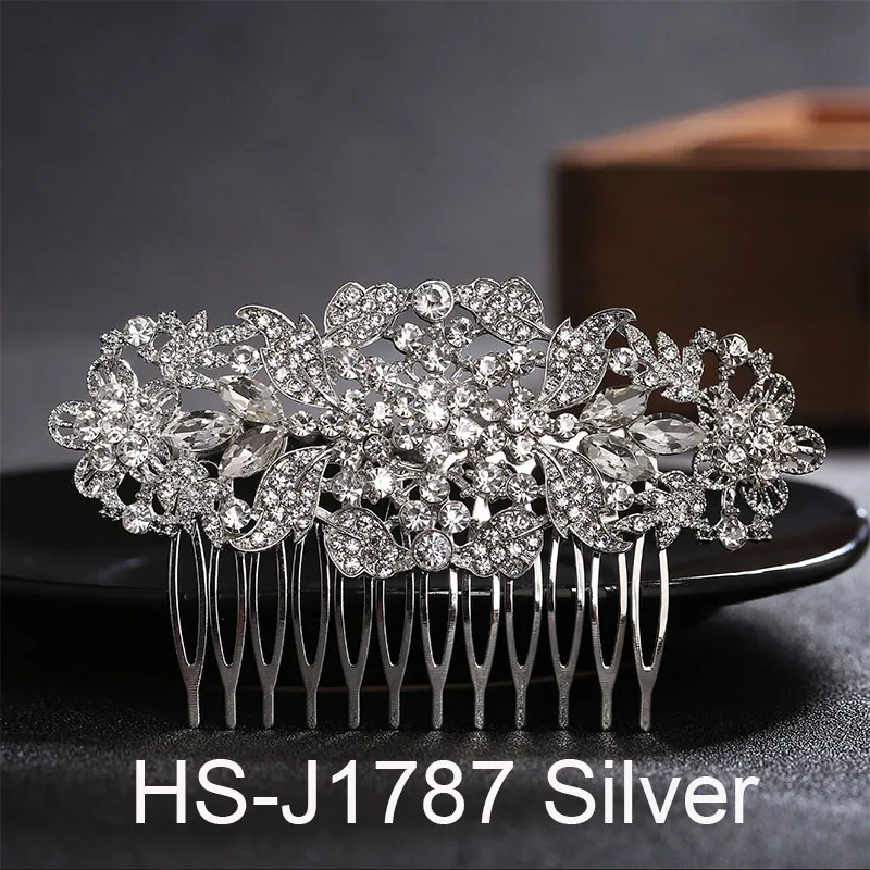 Miallo, различные стили, свадебные расчески для волос, аксессуары для волос, австрийские кристаллы, украшение для головы, женские заколки для волос - Окраска металла: HS-J1787 Silver