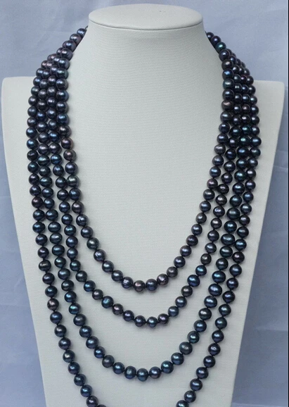 

HOT## Wholesale > N1505331 100'' natural 9mm Black Round FW pearl necklace
