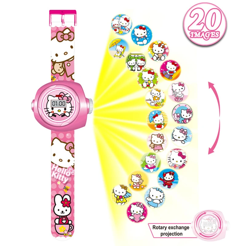 

Funny Hello Kitty Children Digital Projection Watch Kids LED Watch Cute Cartoon Boys Girls Child Electronic Clock Montre Enfant