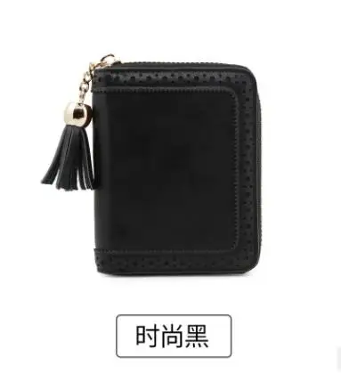 Angelatracy New Arrival Distress Solid PU Leather Card Hollow Out Women Coin Tassel ID Set Credit Card Holder CardHolder - Цвет: Card Holder Black