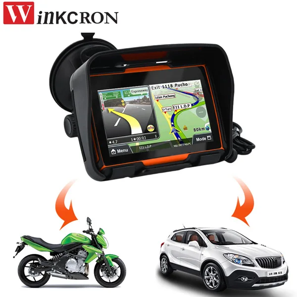 4.3" Motorcycle Car GPS Navigation 8GB 256MB FM for IPX7 Waterproof