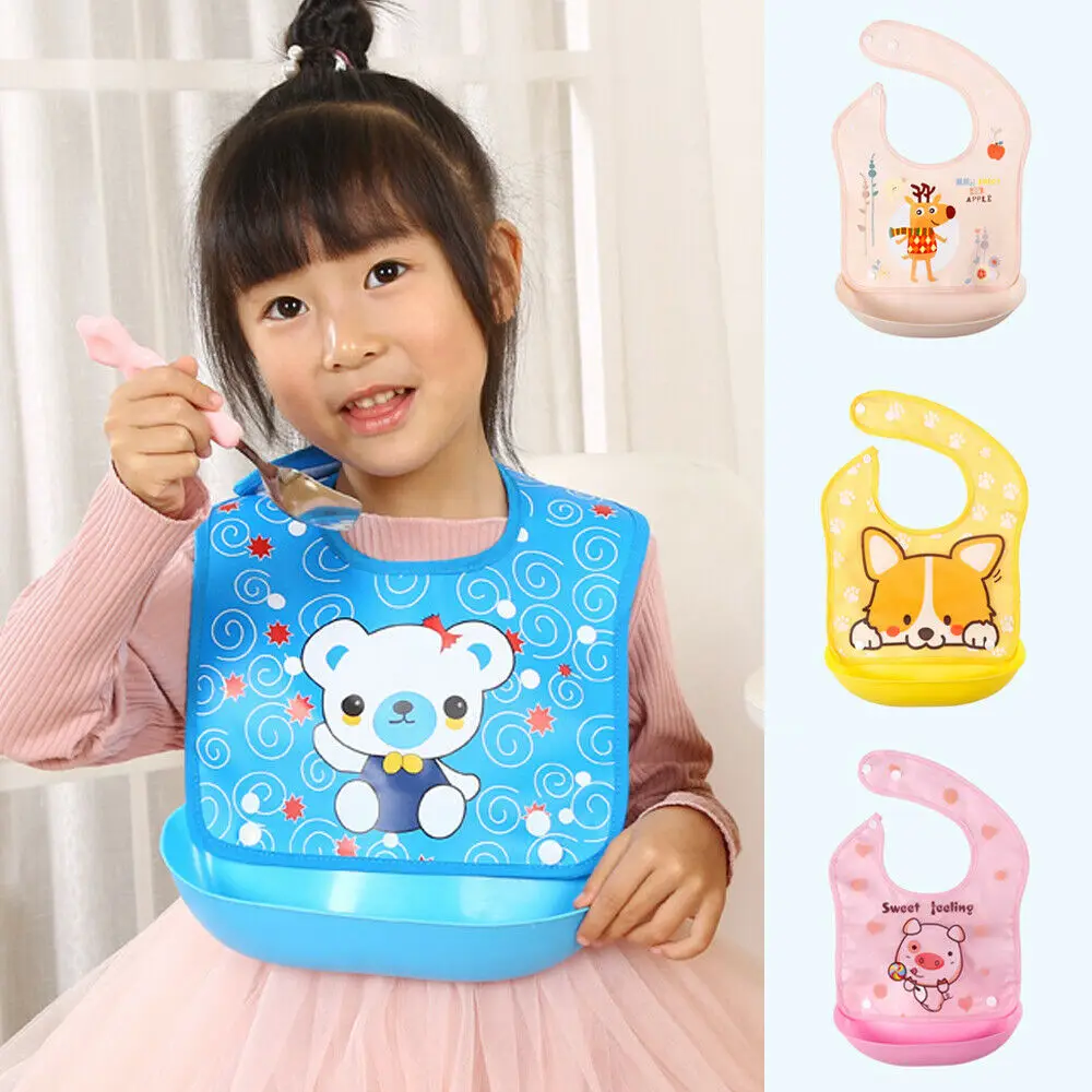 

Newborn Baby Boy Girl Kids Cartoon Bibs Waterproof Saliva Feeding Apron