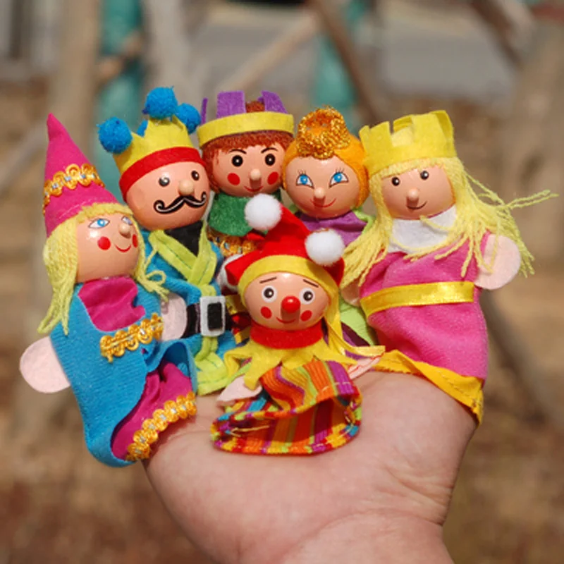 

Cartoon Emperor's New Clothes Cloth Animal hand puppet clown prince finger puppet Wooden head learning aid dolls cloth play game