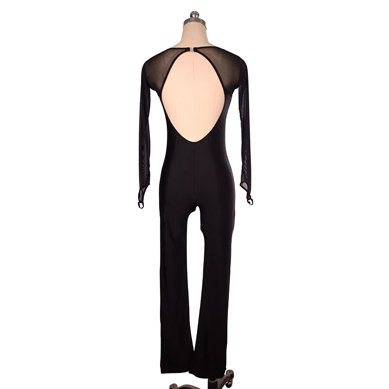 Nasinaya Figure Skating Tights Long Sleeve Jumpsuit Girl Kids Woman Skating Costume Gymnastics Mesh Sleeves