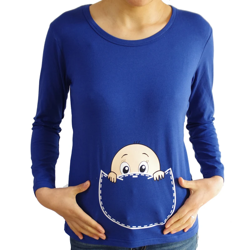2018 New Design Funny and Cute Long sleeves Casual Maternity Shirt