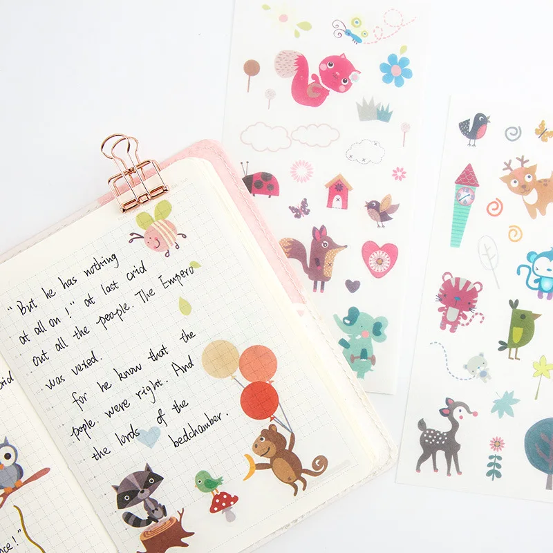 Buy 6 Sheets Cute Cartoon Animals of Diary Stickers